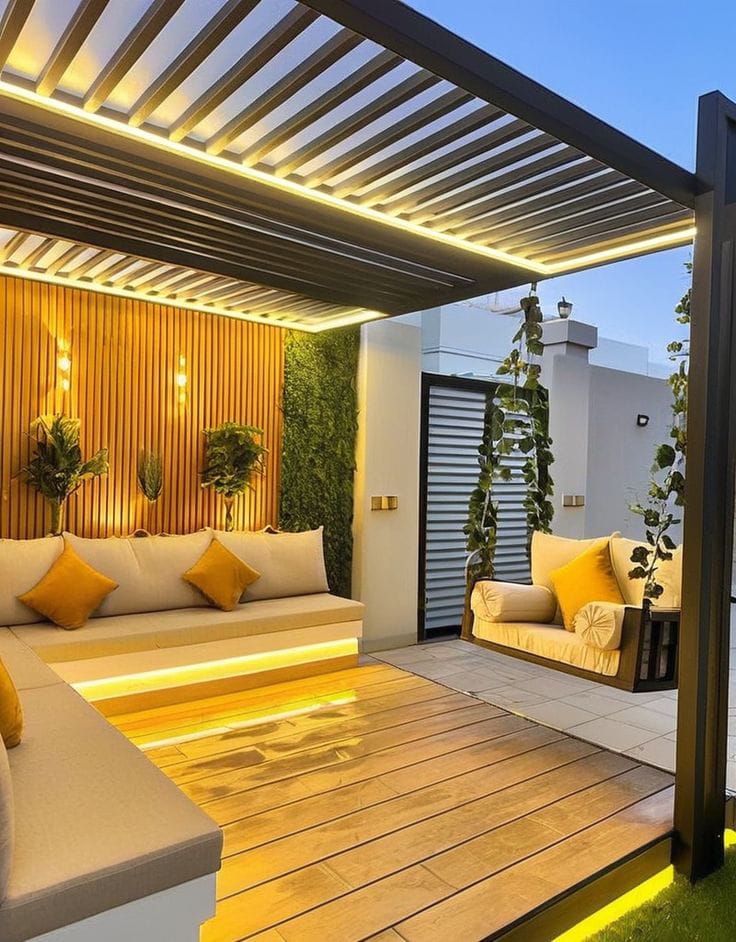 Pérgola Premium en terraza amplia